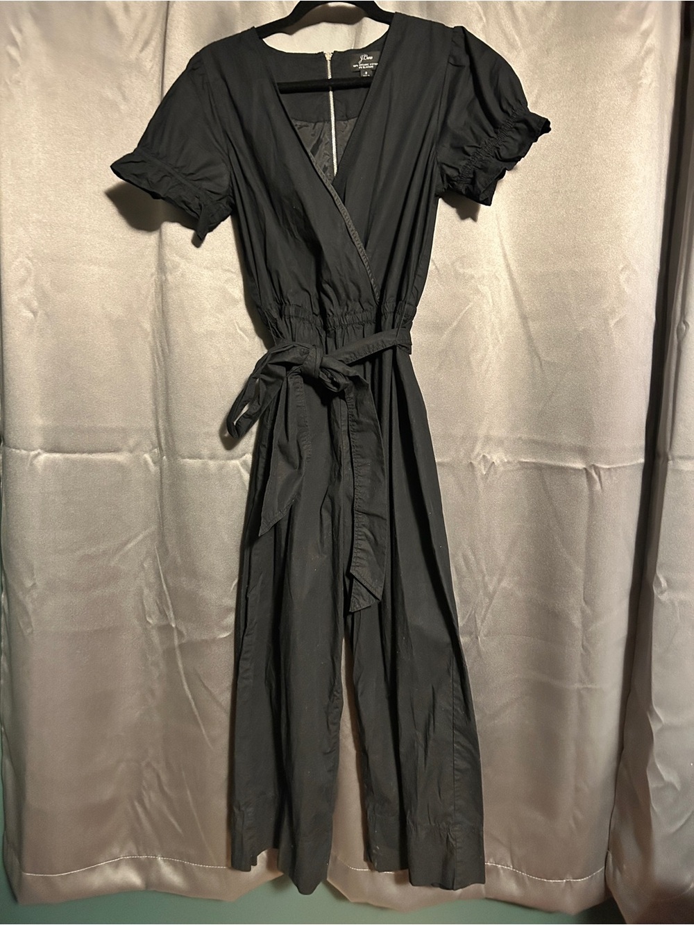 J. Crew Black Wrap-Style Jumpsuit with Tie Belt